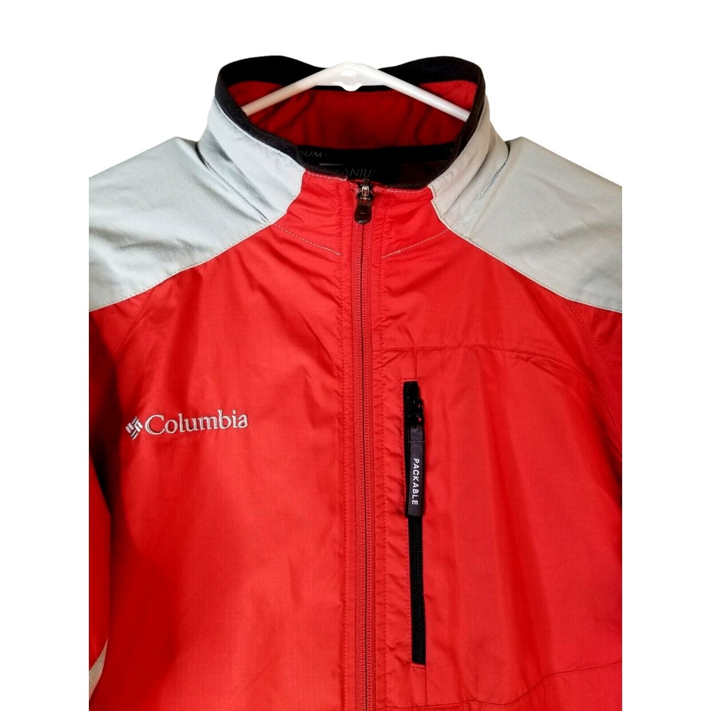 Columbia Titanium Packable Lightweight Windbreaker Jacket mens size M red,gray